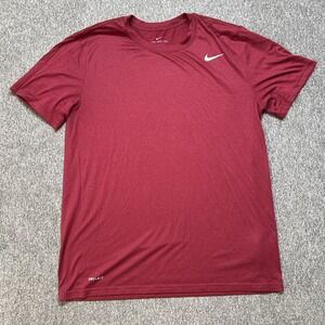Men's Nike Dri Fit Training Shirt Maroon Red Size Large Comfort Running (082)
